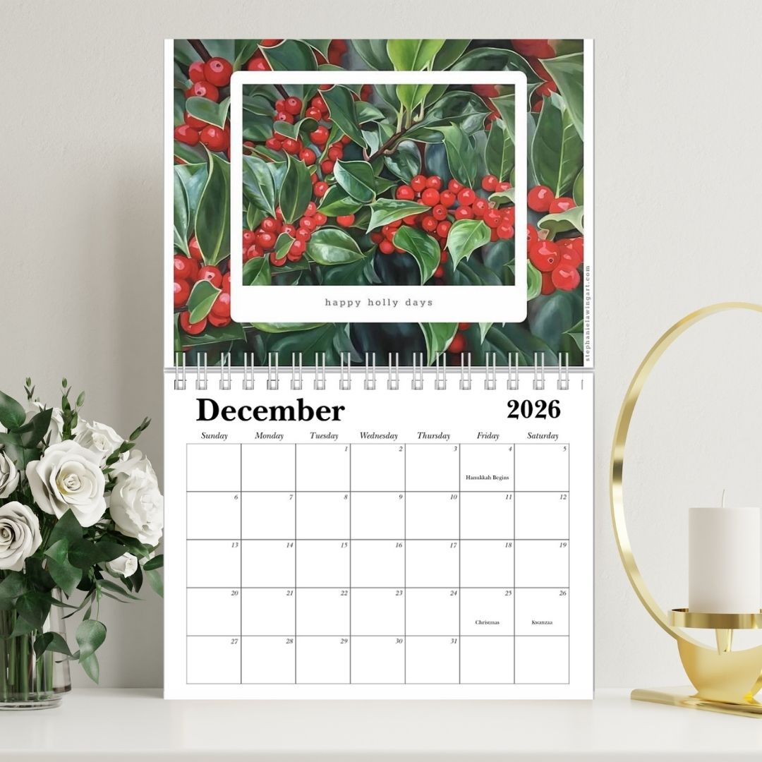 2026 Floral Wall Calendar